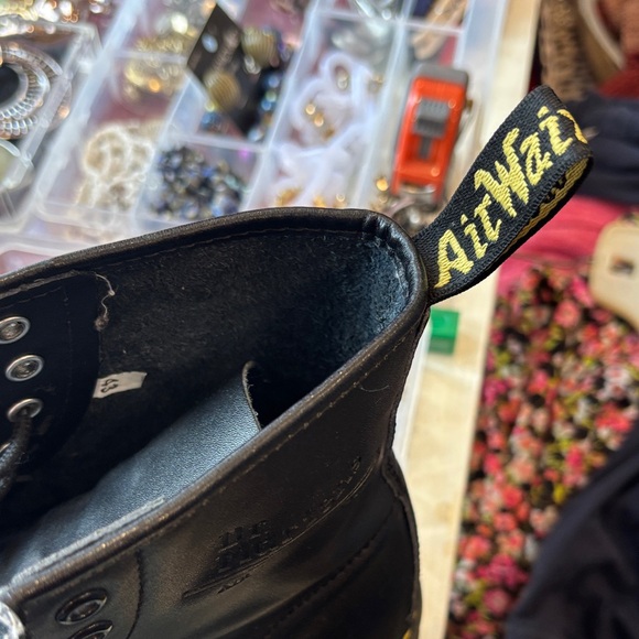 Dr. Martens Black Leather Lace-Up Boots with Yellow Stitching - Picture 6 of 9